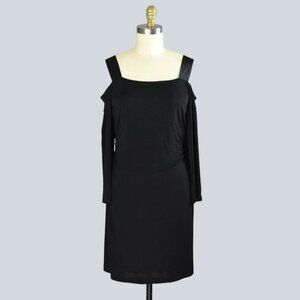 DAVID MEISTER SLINKY BLACK LONG SLEEVE MIDI DRESS